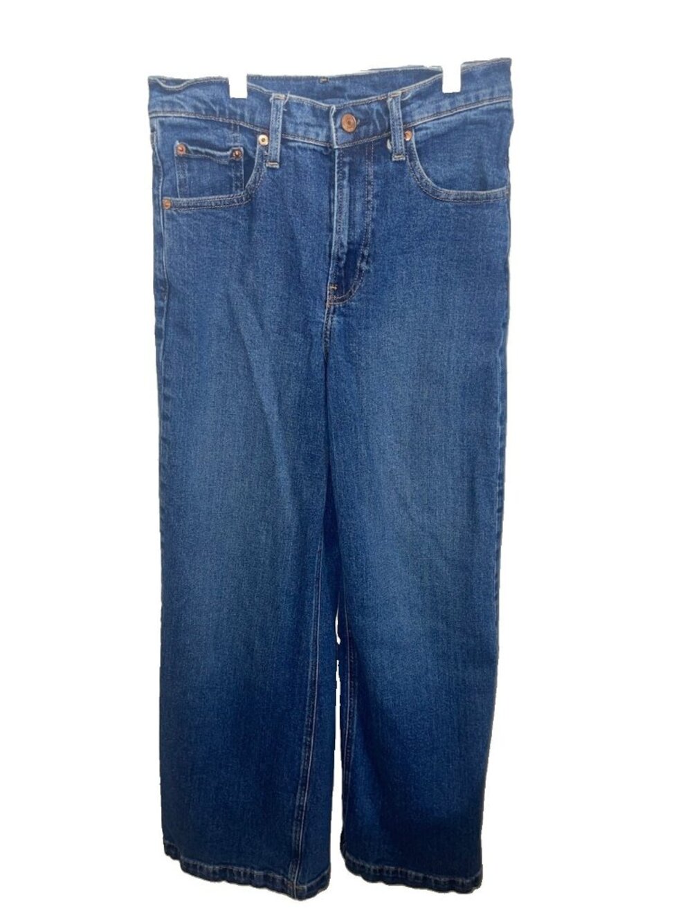 GAP Women's Size 2 (26 Waist) High Rise Stride Wide-Leg Jeans Dark Wash